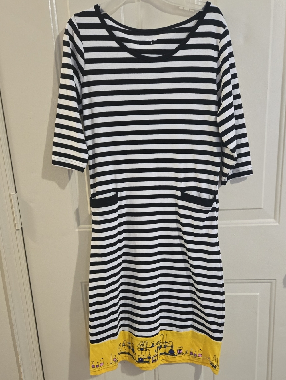 Svaha Organic Cotton Black & White Striped Shirt Dress 6 STEAM Artsy Chemistry